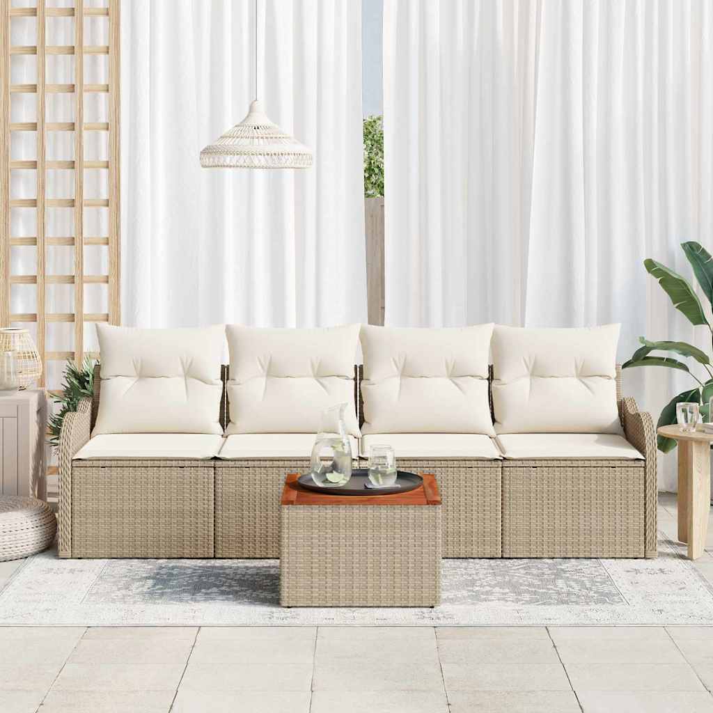 Garten-Sofa-Set 5 pcs Beige und Creme 55 x 55 x 37 cm